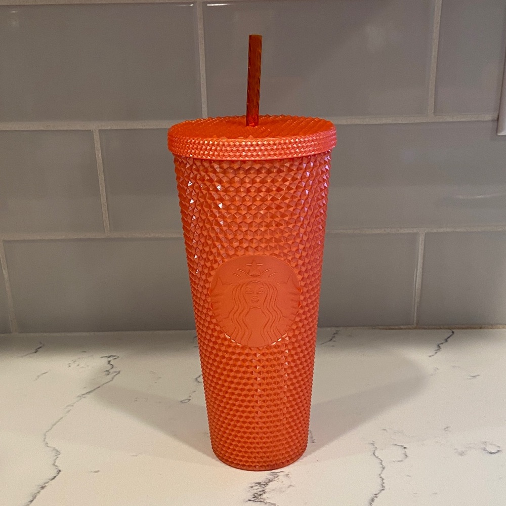 Starbucks Fall 2024 Orange Faceted Cold Cup Tumbler – 24 oz / 710 mL (NWOT)